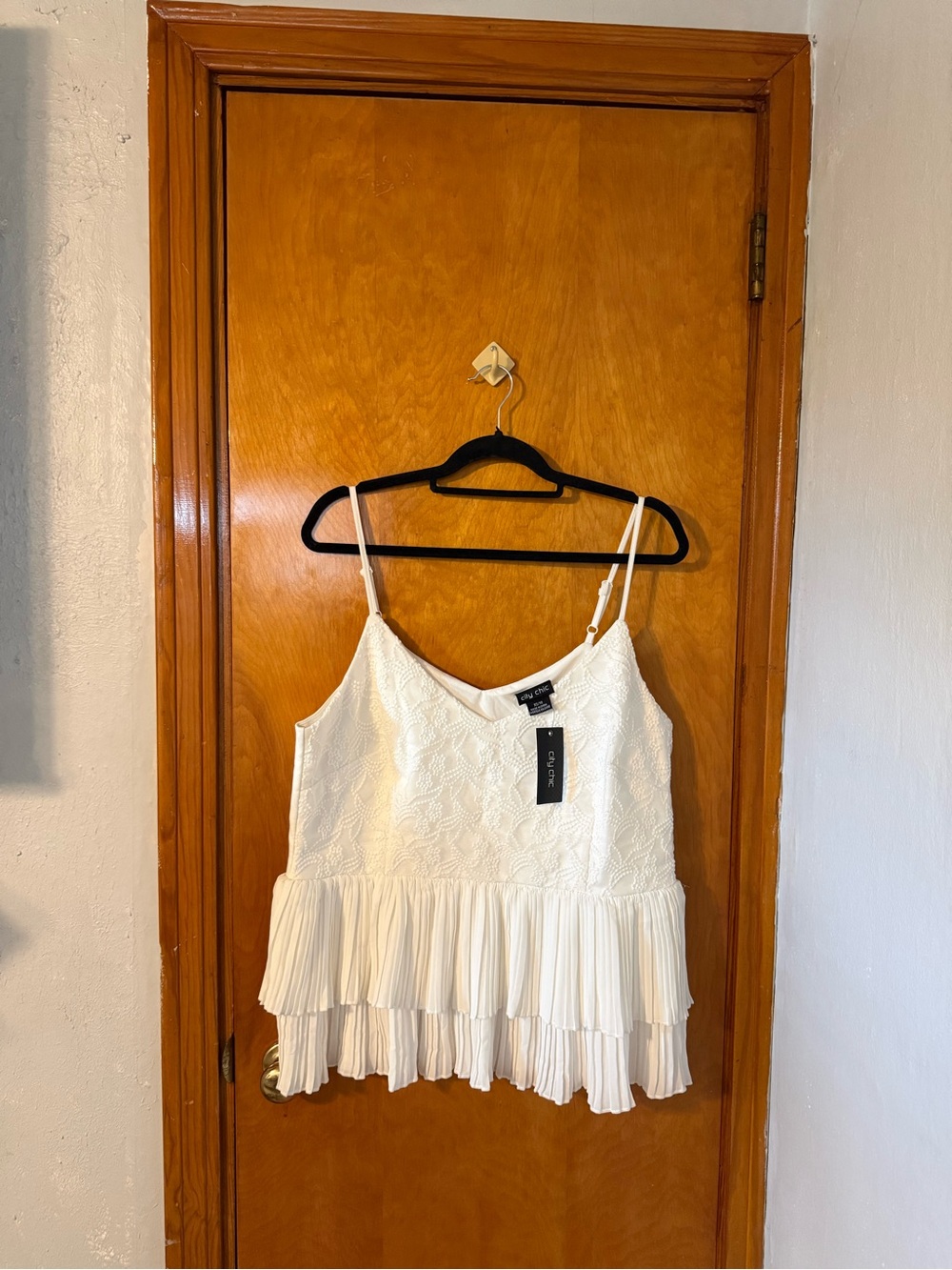 City Chic White Lace Tiered Camisole Top